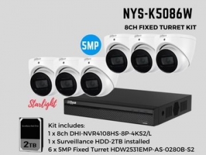 5MP 8ch Kit with 6 x Cameras