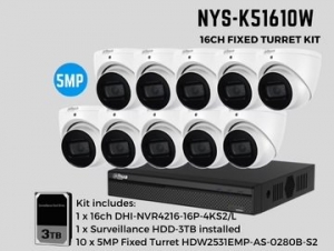 5MP 16ch Kit with 10 x Cameras