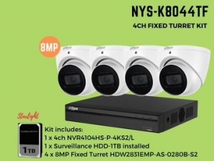 8MP 4ch Kit with 4 x Cameras