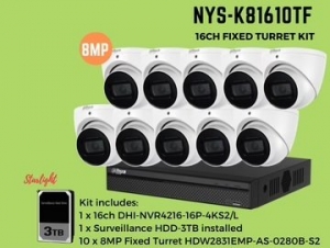 8MP 16ch Kit with 10 x Cameras